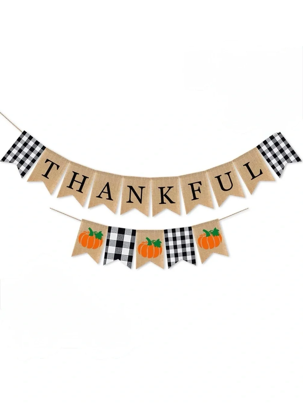 Thankful Burlap Banner - Orange Pumpkin Thankful Garland 2 pcs NWT